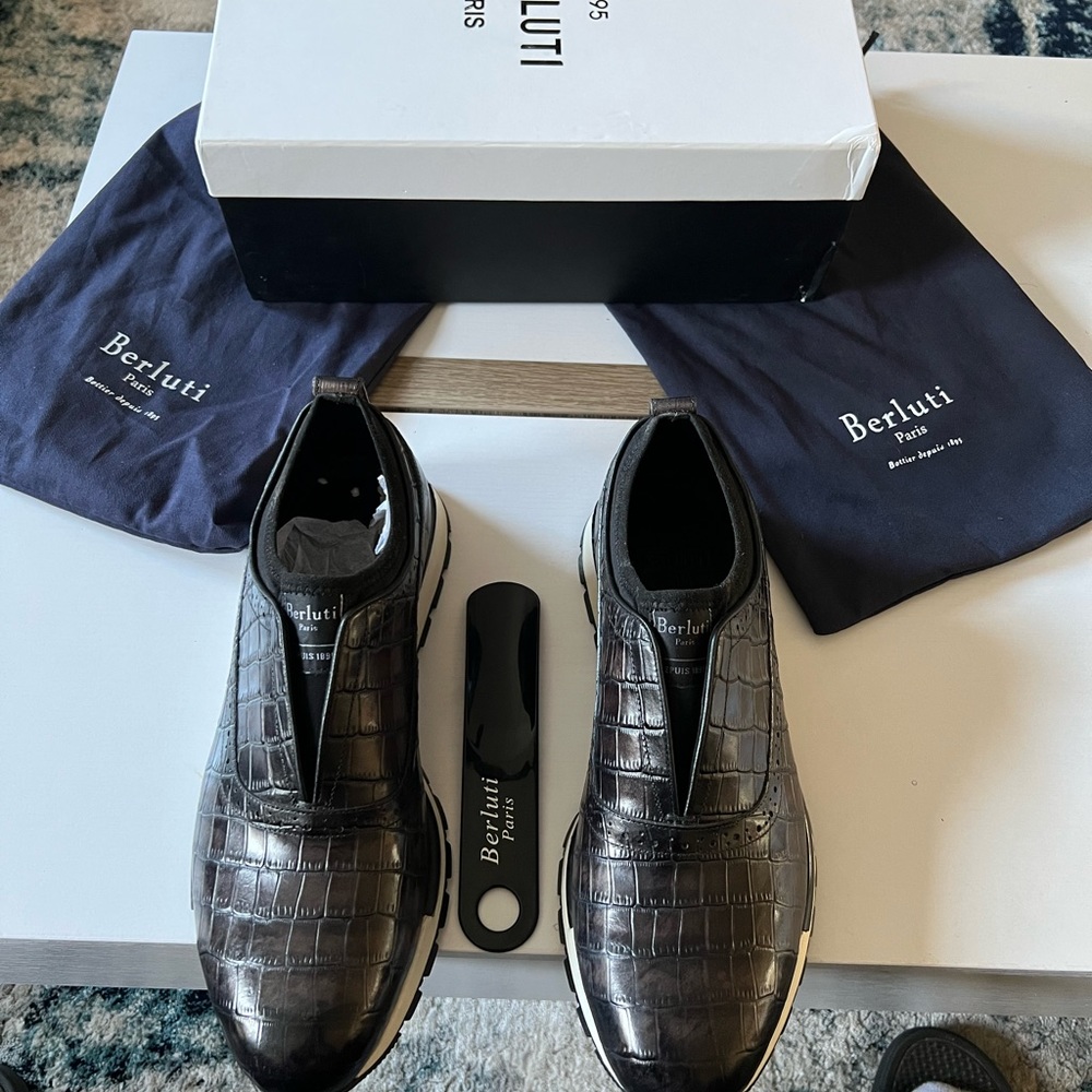Berluti Alligator Leather & Neoprene Sneakers